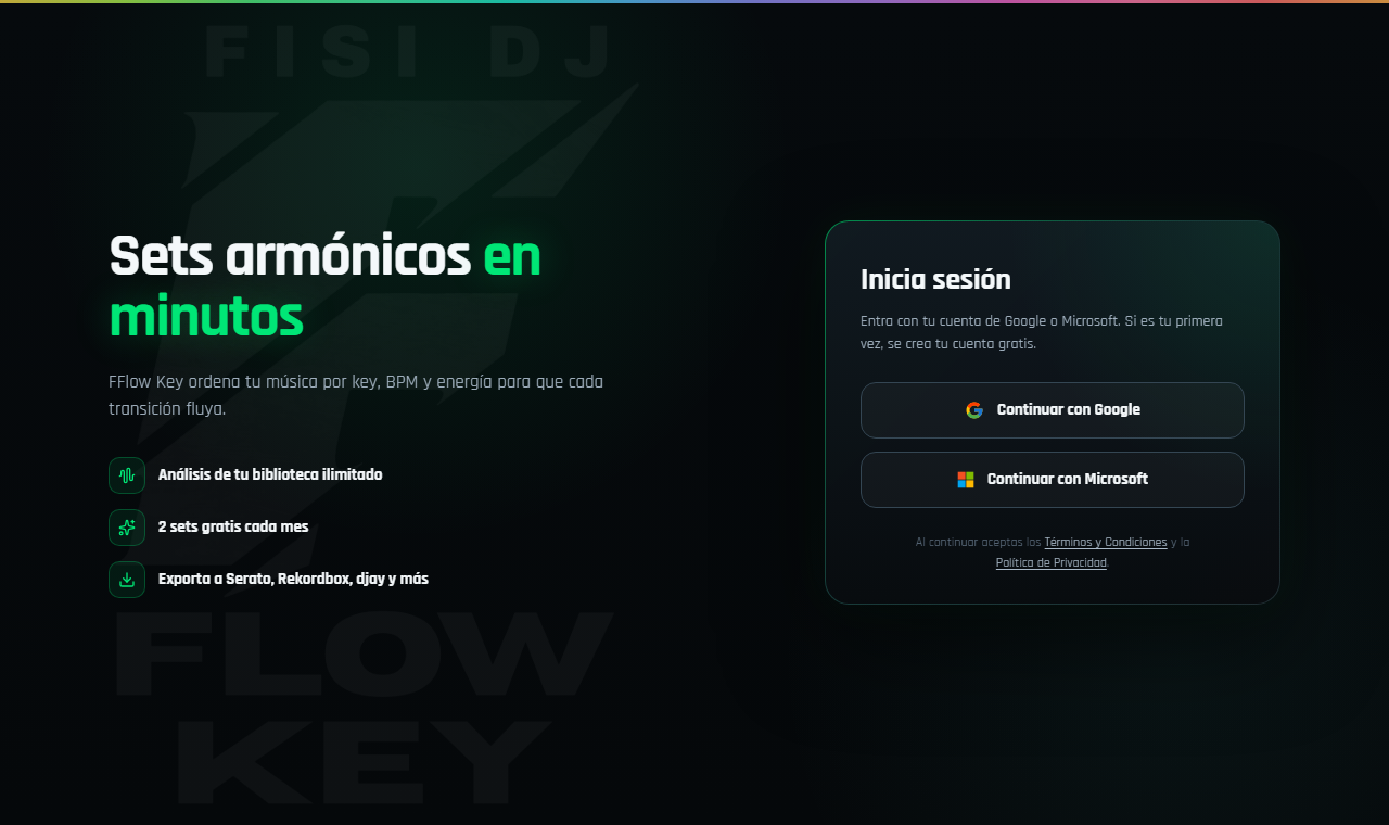 FFlow Key — entra con tu cuenta de Google o Microsoft
